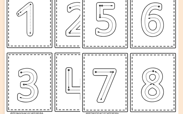 Cards com os números na educação infantil