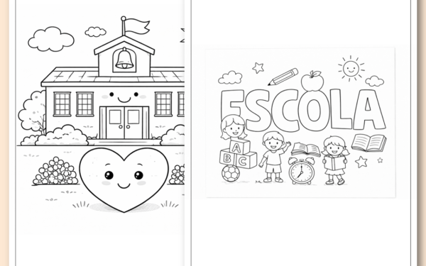Atividades dia da escola para imprimir e colorir
