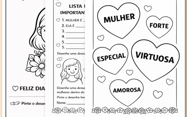 Atividade dia da mulher para colorir