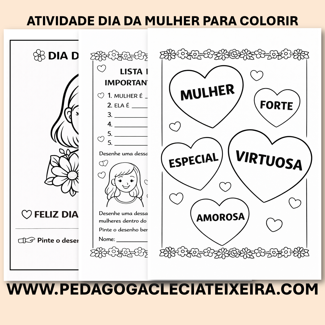 Atividade dia da mulher para colorir
