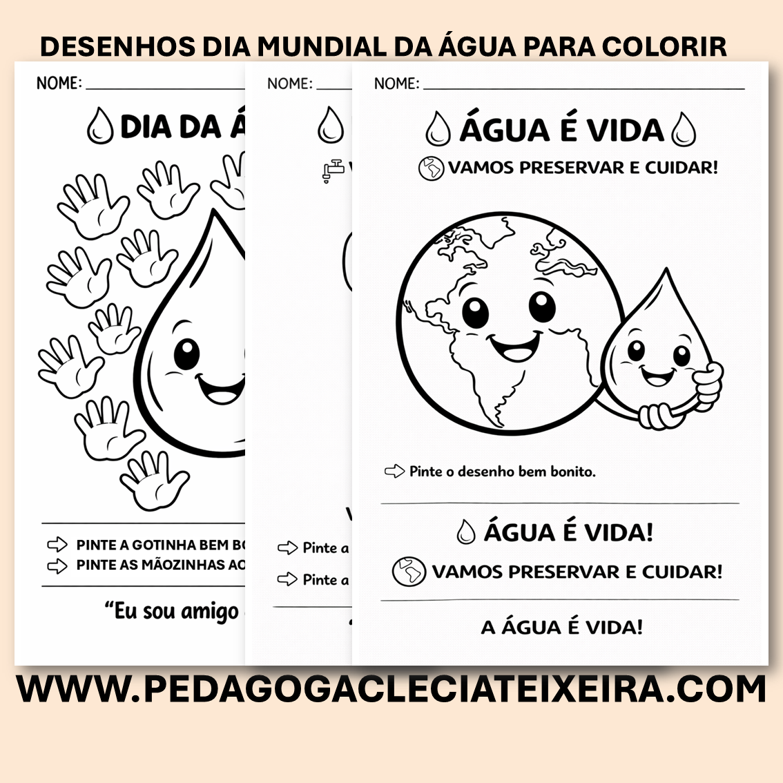 Desenhos dia mundial da água para colorir