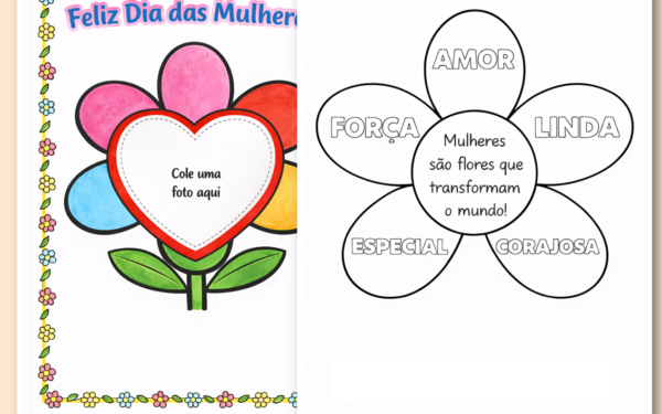 Dia das mulheres com flores para colorir