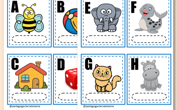 Cards trabalhando as letras do alfabeto