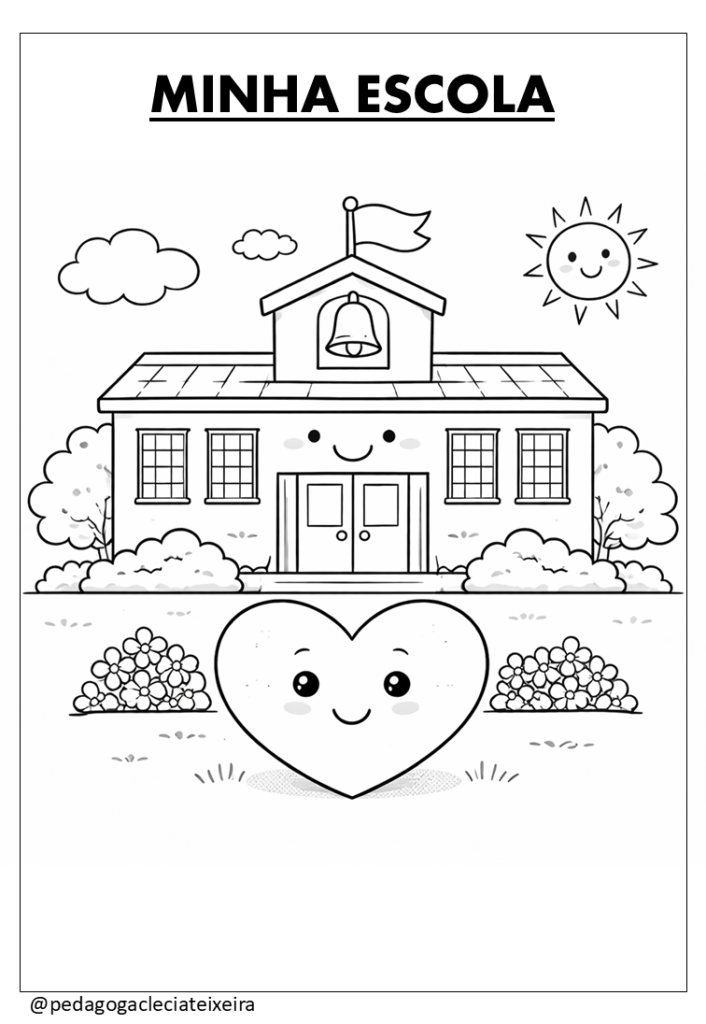 Atividades dia da escola para imprimir e colorir