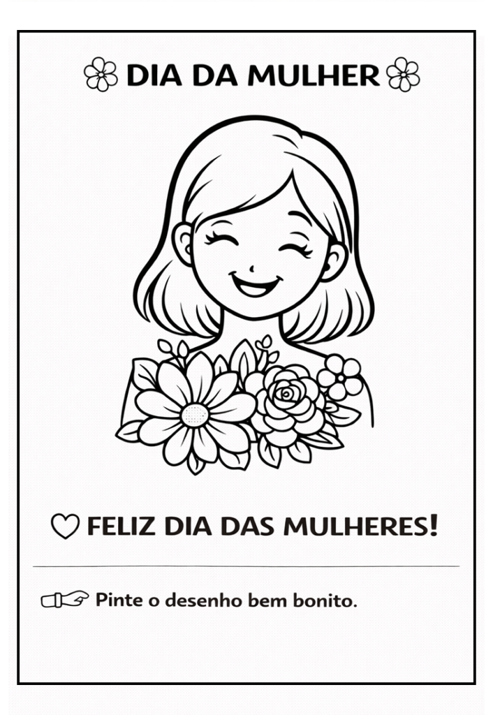 As atividades do Dia da Mulher procuram reconhecer a importância da data comemorativa e estimular a reflexão das crianças sobre a força da figura feminina. No Dia Internacional da Mulher, celebrado no 8 de março, reconhecemos a importância e a contribuição das mulheres em todas as esferas da vida