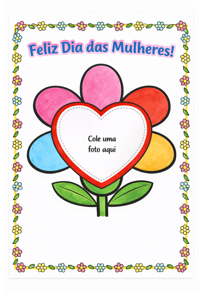 Dia das mulheres com flores para colorir 