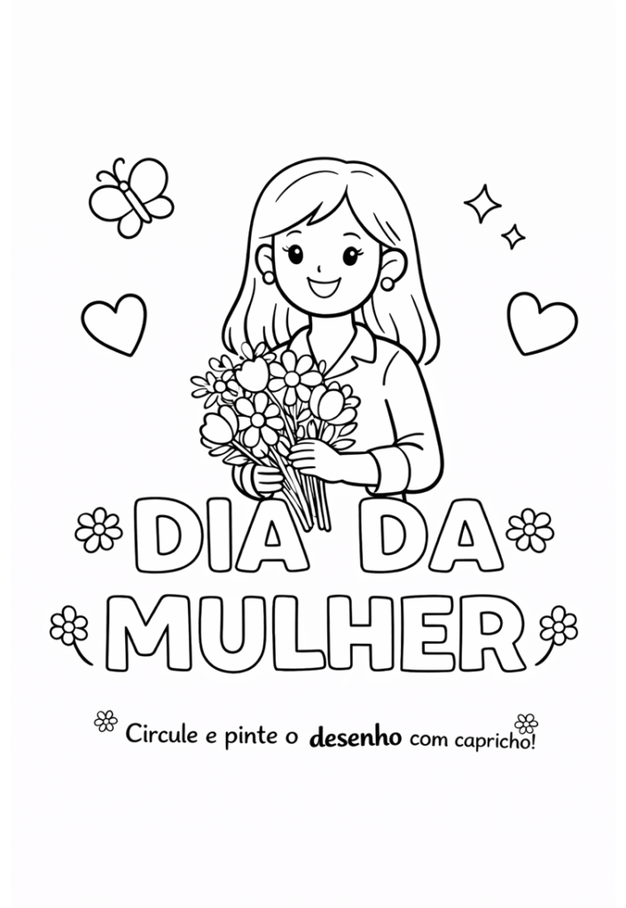 DESENHOS PARA COLORIR E IMPRIMIR DIA DA MULHER