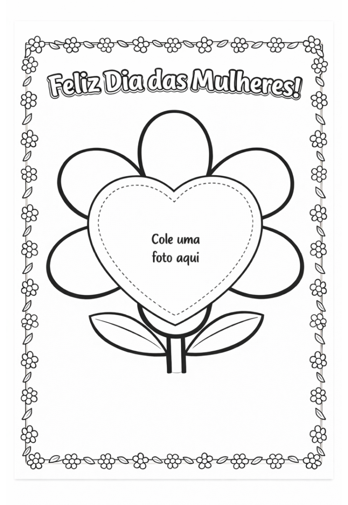 Dia das mulheres com flores para colorir 