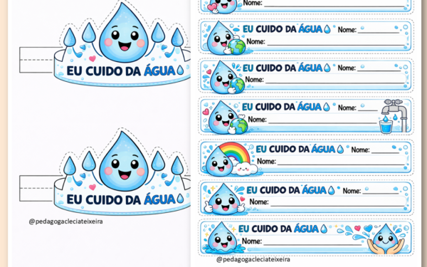 Kit dia da água-Coroa Bracelete e Etiqueta