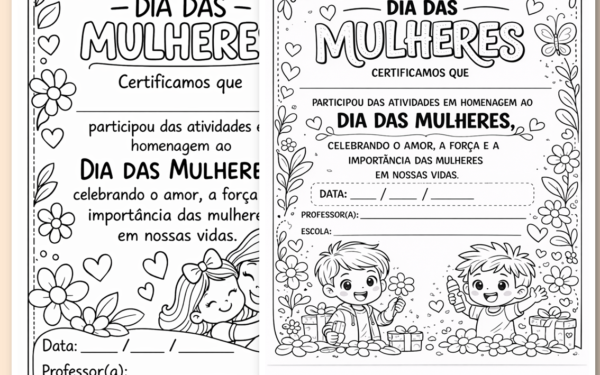 Certificado para trabalhar o dia das mulheres