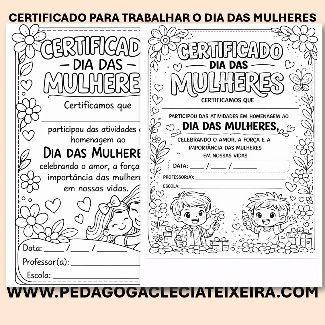 Certificado para trabalhar o dia das mulheres