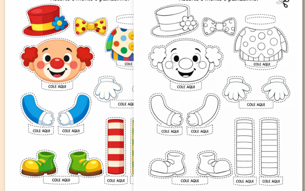 Moldes de palhaços para enfeites e lembrancinhas