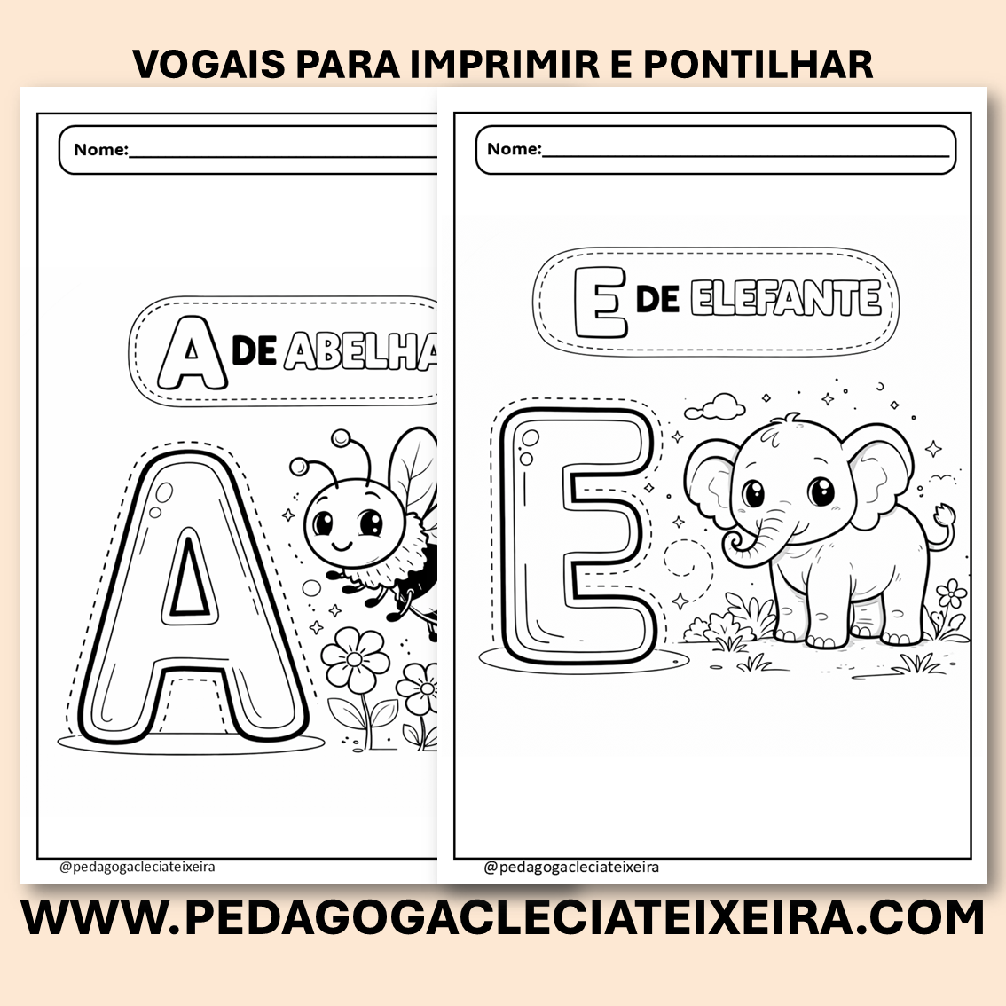 Vogais para imprimir e pontilhar