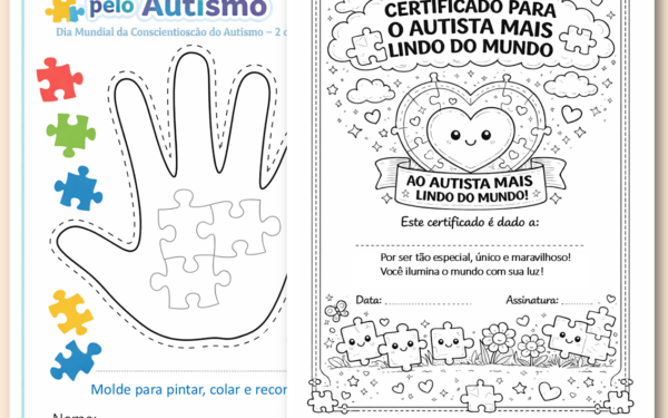 Dia mundial do autismo carimbo com a mãozinha