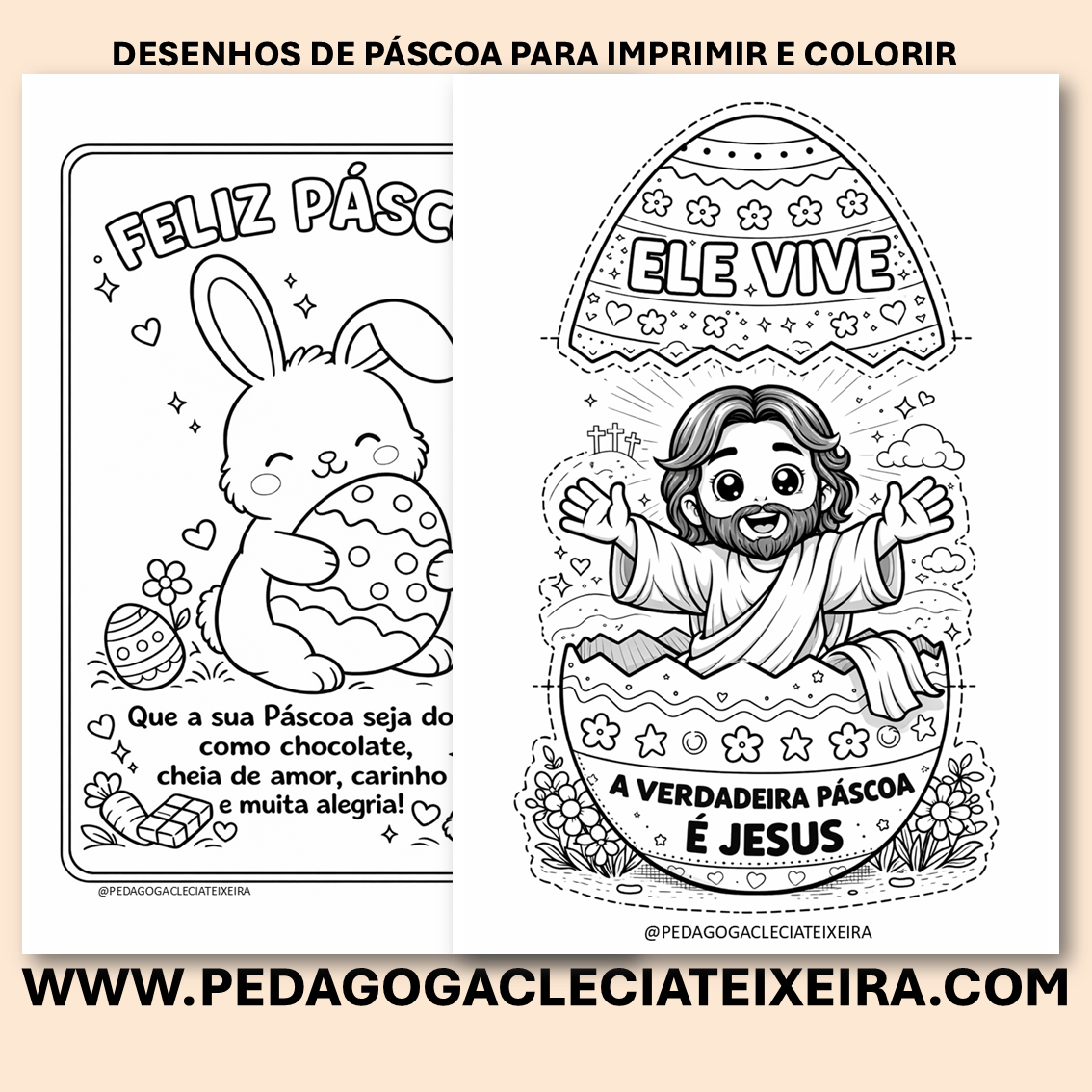 Desenhos de páscoa para imprimir e colorir