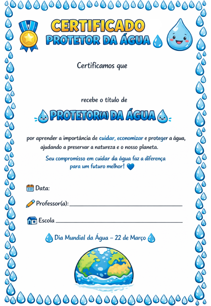 Certificado mellhor protetor (a) da água
