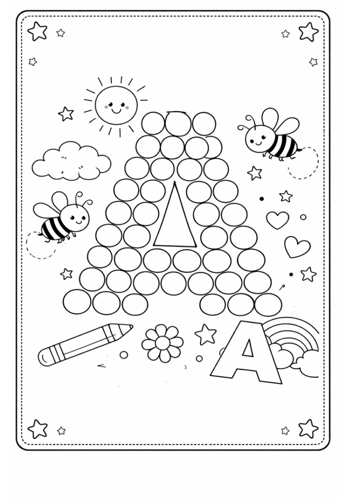 As vogais para pintar com cotonete e desenhos