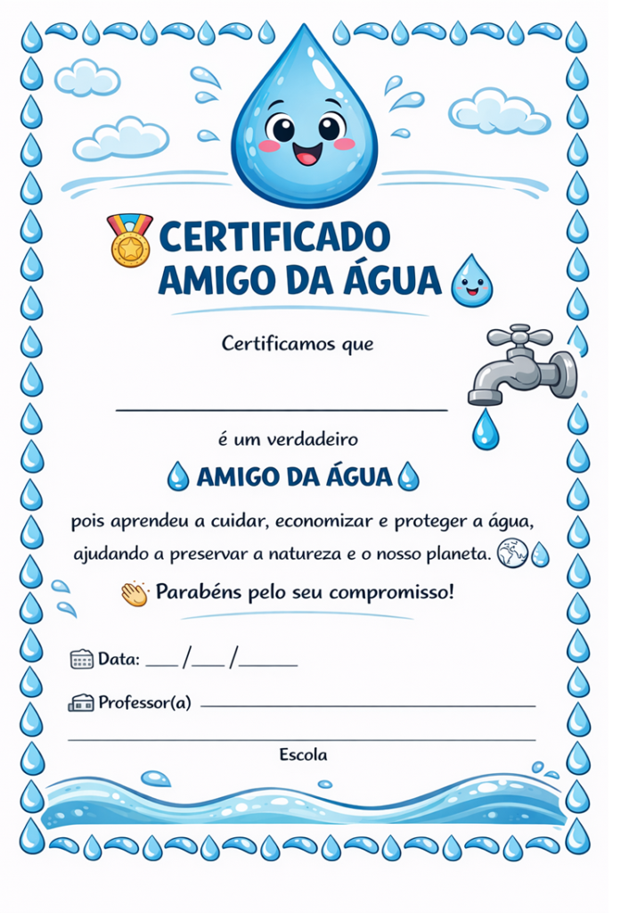 Certificado protetor da água