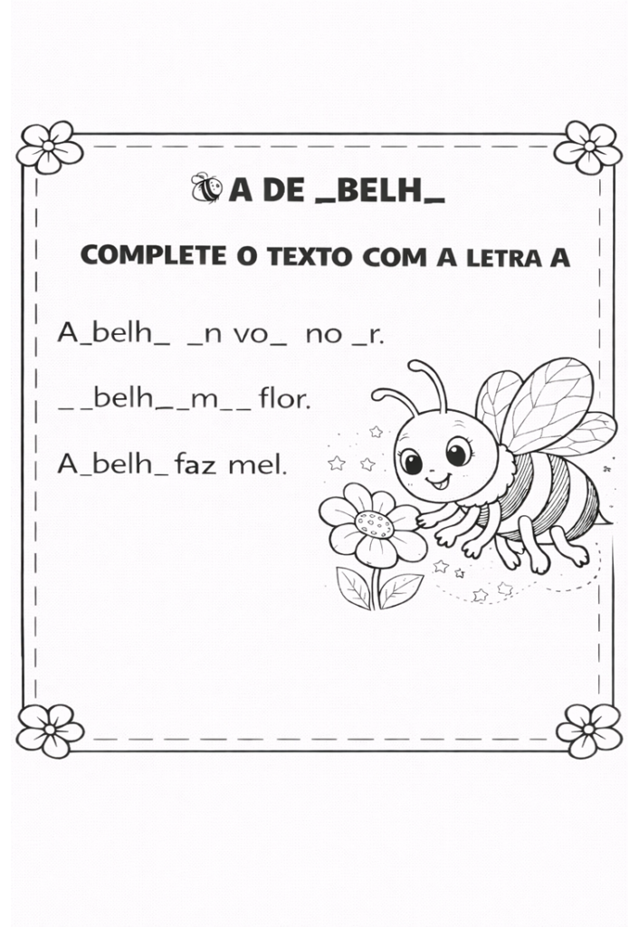 Atividades para trabalhar a letra A- afabetização