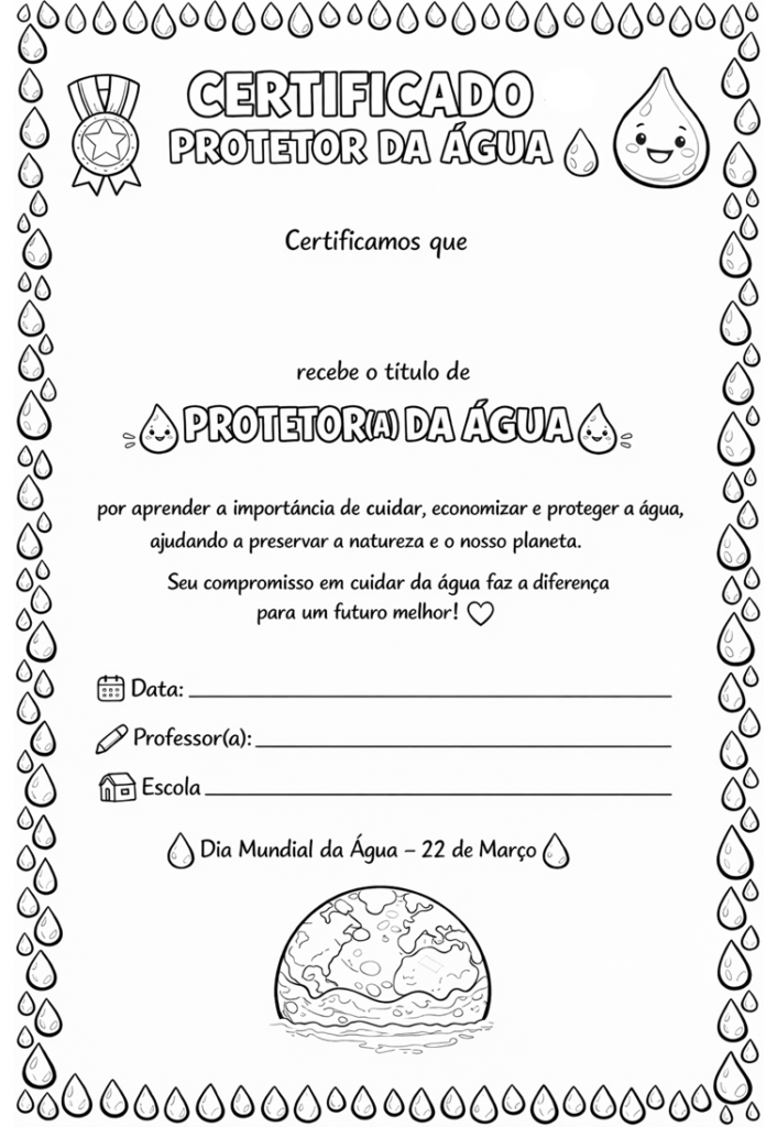 Certificado mellhor protetor (a) da água