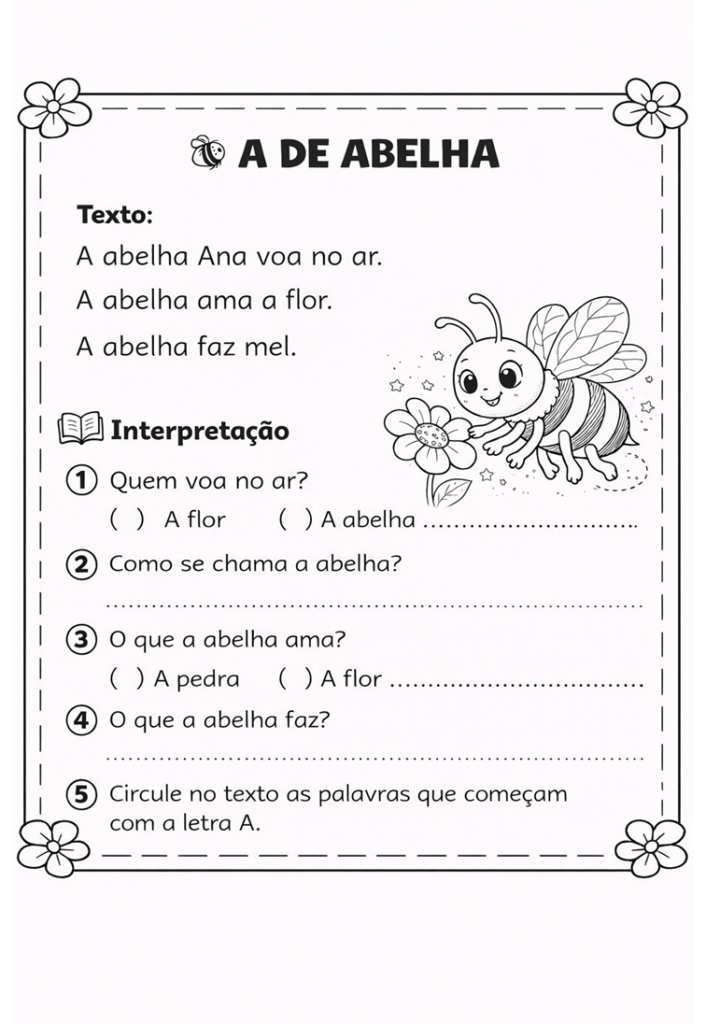 Atividades para trabalhar a letra A- afabetização