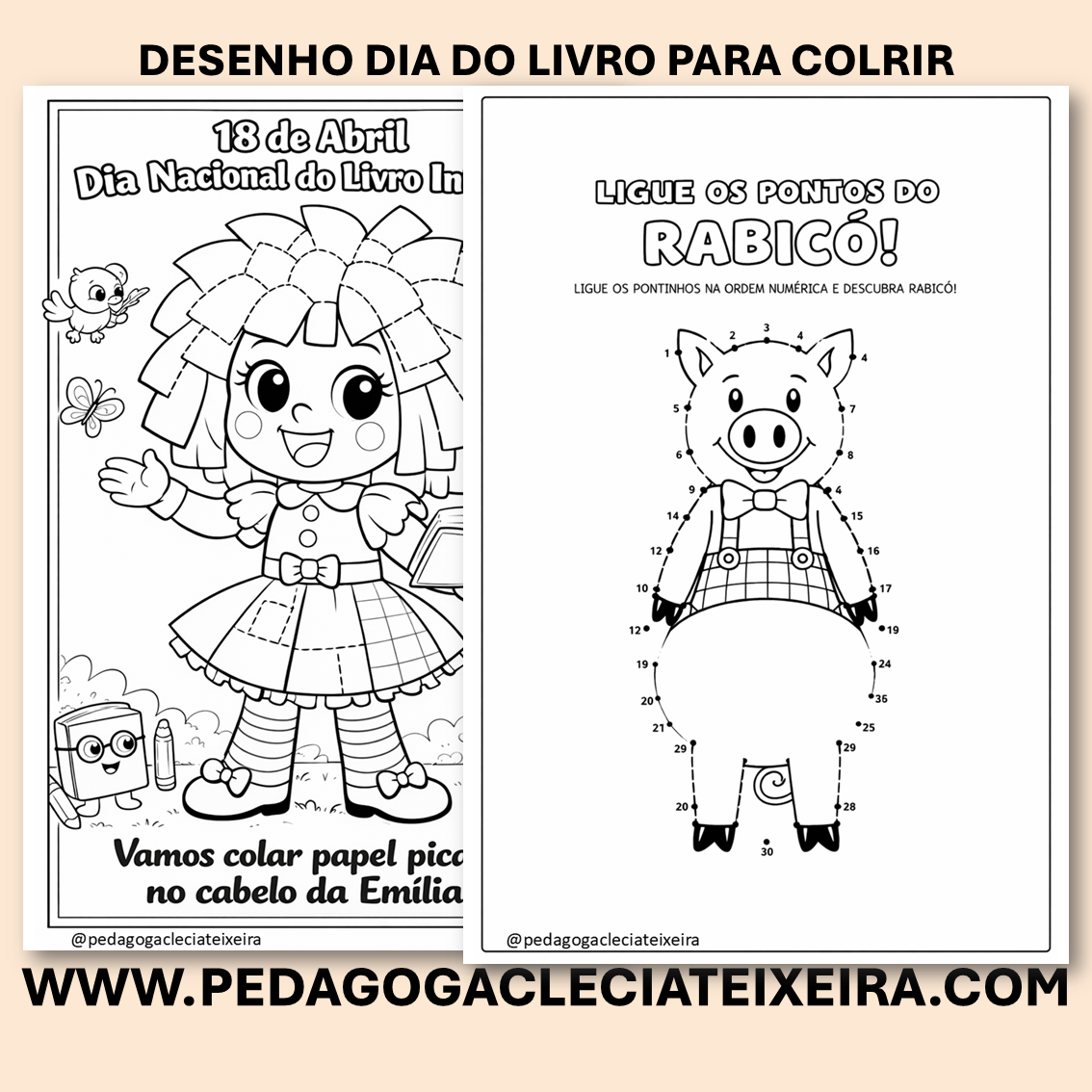 Desenho dia do livro para colorir