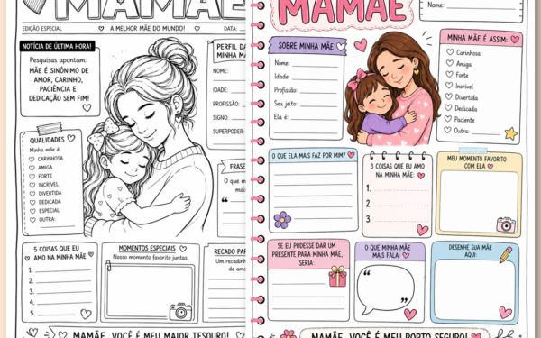 Jornal dia das mães + desenhos dia das mães