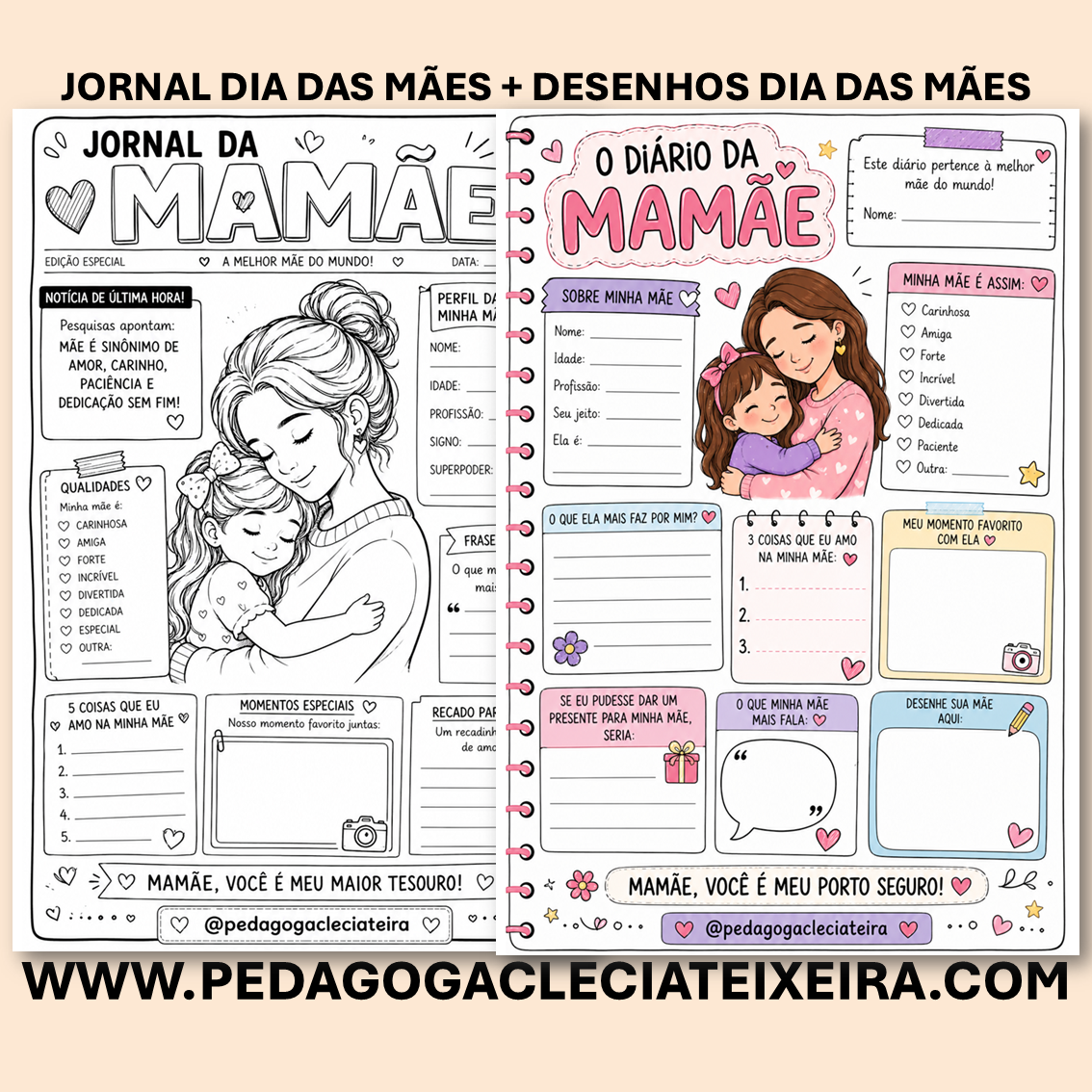 Jornal dia das mães + desenhos dia das mães
