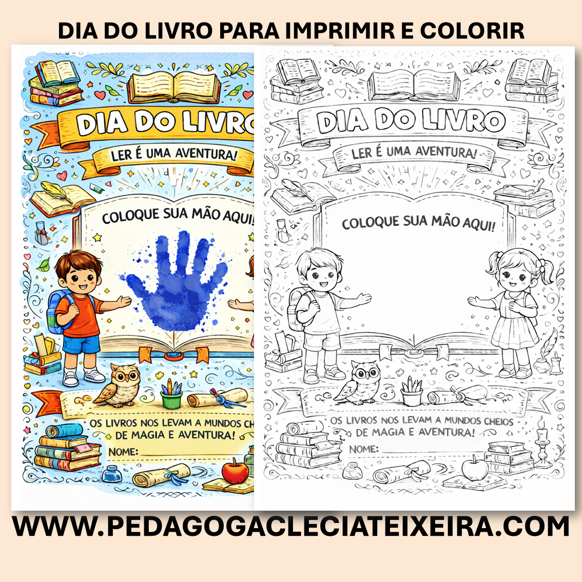 Dia do livro para colorir e imprimir