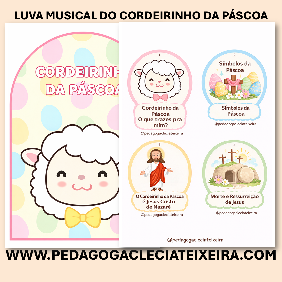 Luva musical do cordeirinho da páscoa