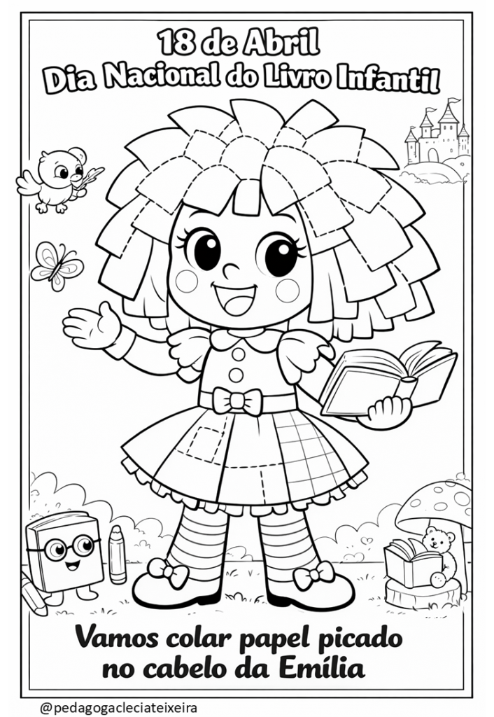 Desenho dia do livro para colorir