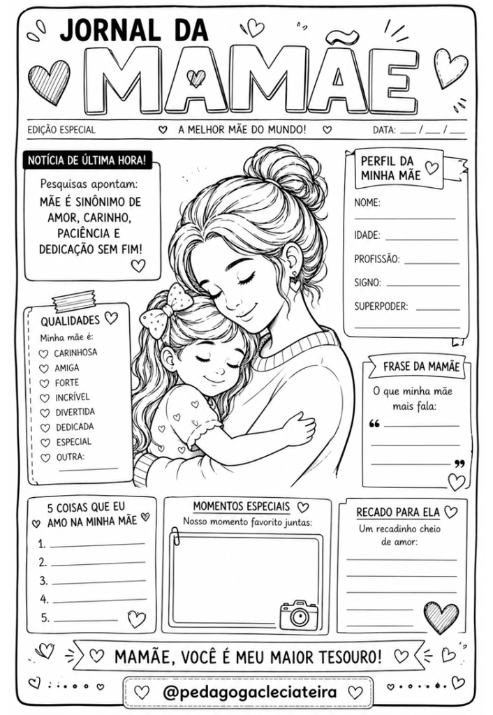 Jornal dia das mães + desenhos dia das mães