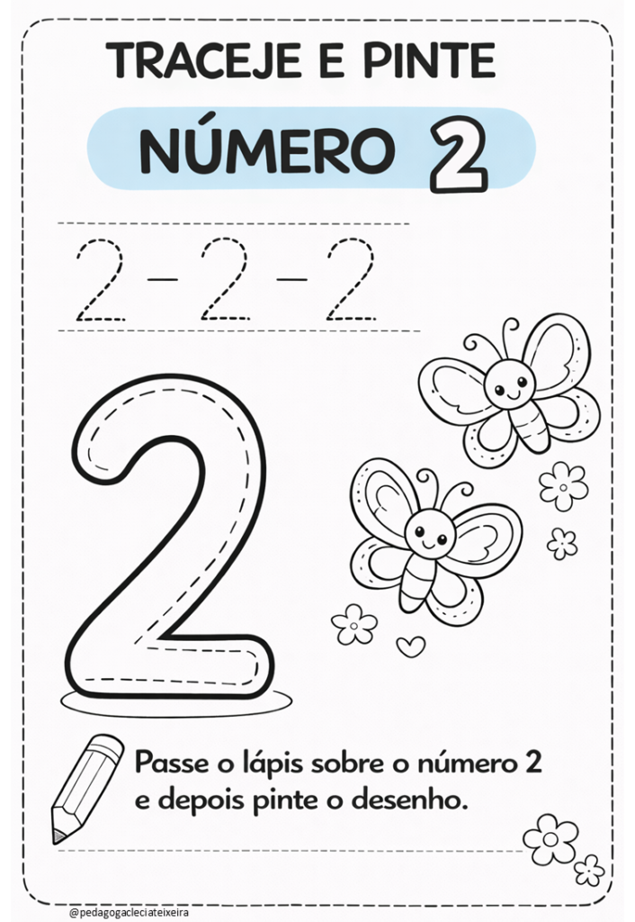 Números com tracejado colorindo quantidades
