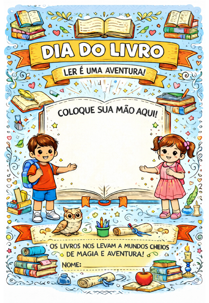 Dia do livro para colorir e imprimir