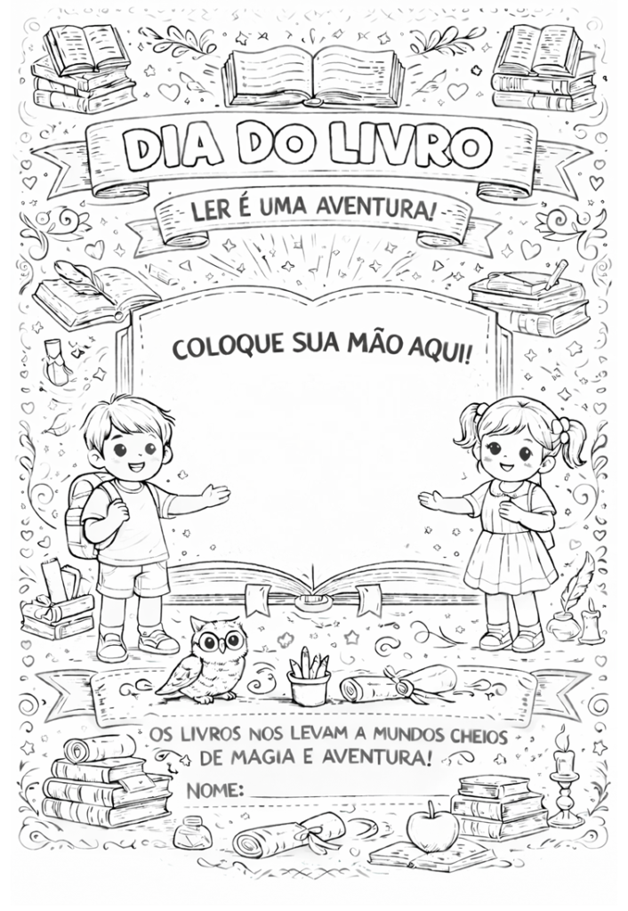 Dia do livro para colorir e imprimir