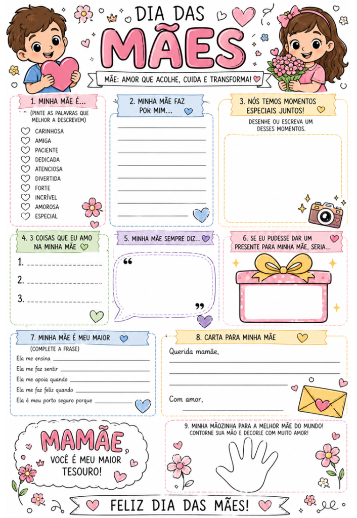 Jornal dia das mães + desenhos dia das mães