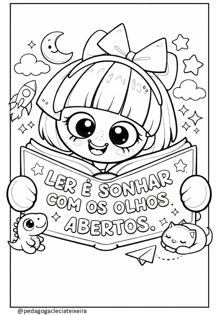 Desenho dia do livro para colorir