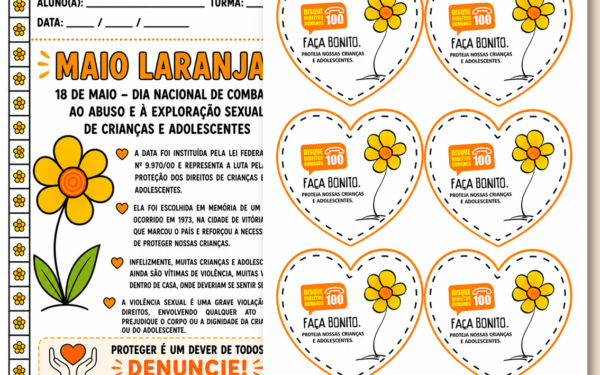 Maio laranja texto informativo +lembrancinhas