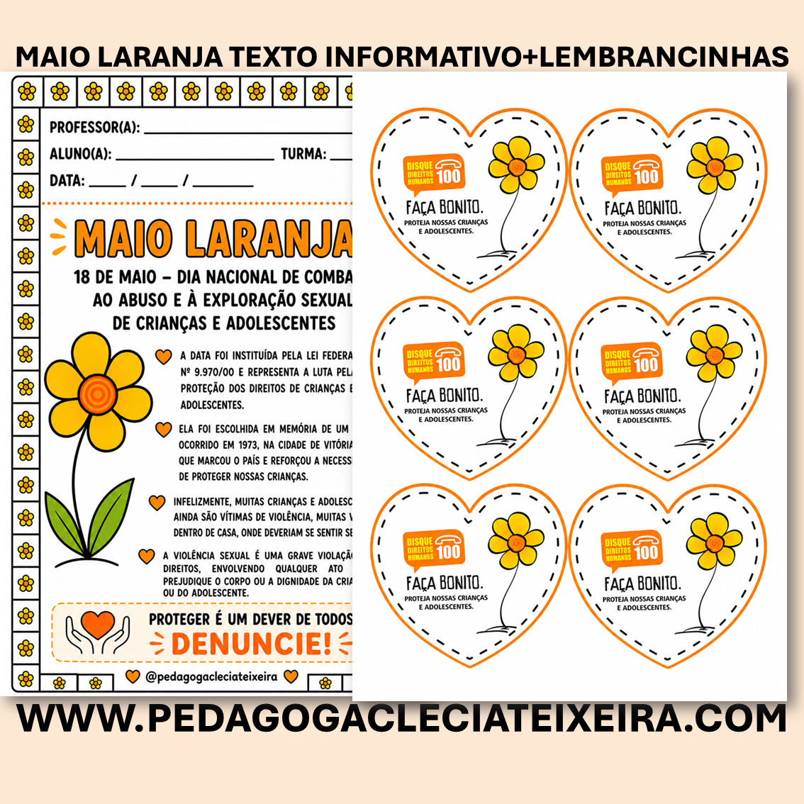 Maio laranja texto informativo +lembrancinhas
