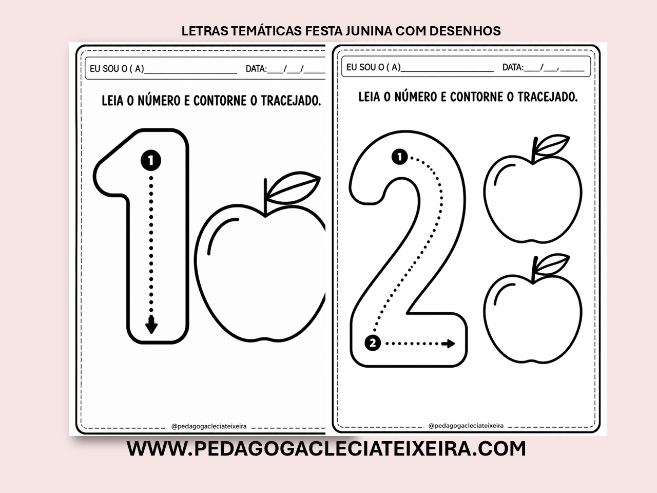 Números traçados e quantidades de 1 a 10