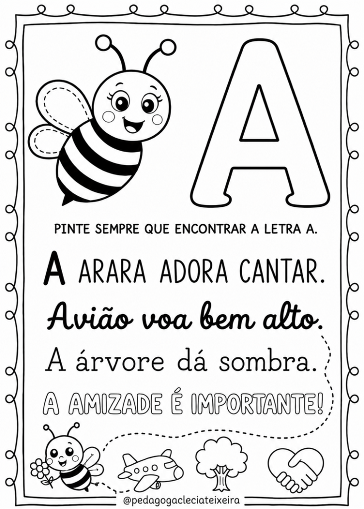 Vogais e frases para a educação infantil