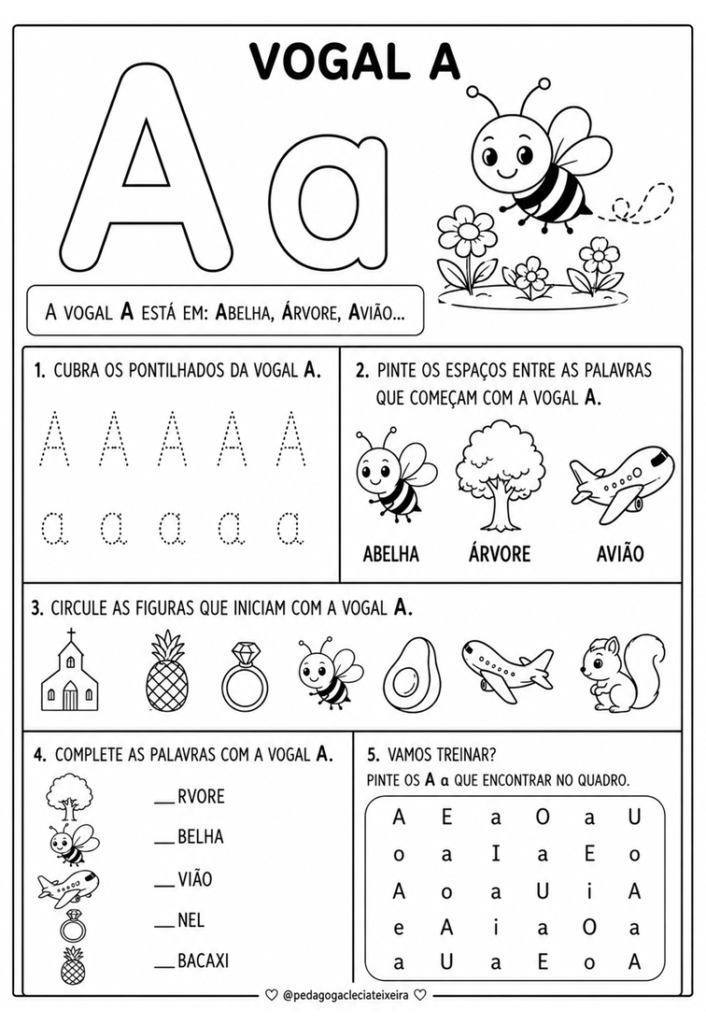 Atividades com vogais na educação infantil