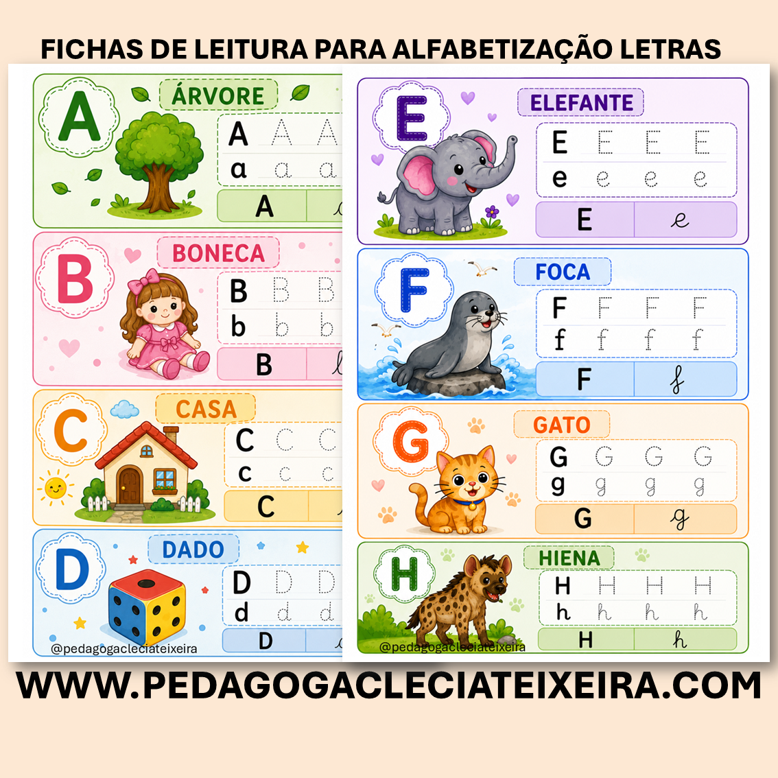 Fichas de leitura para alfabetização letras