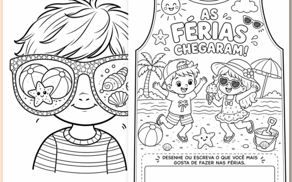 Desenhos de férias para imprimir e colorir