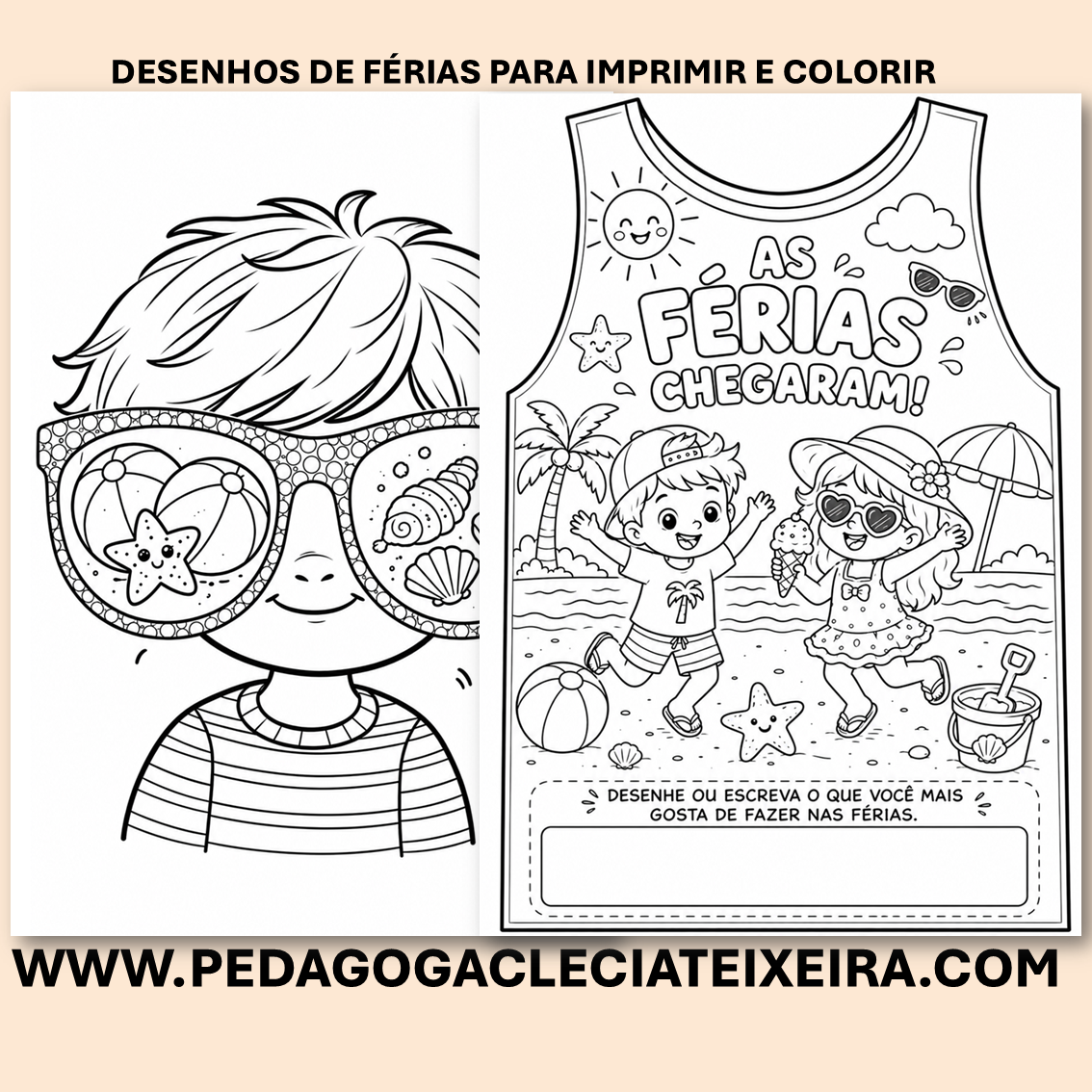 Desenhos de férias para imprimir e colorir