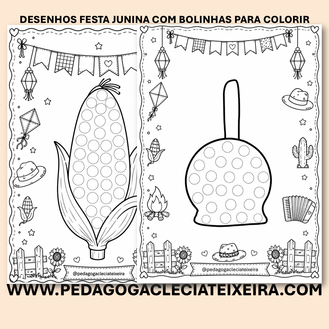 Desenhos festa junina com bolinhas para colorir