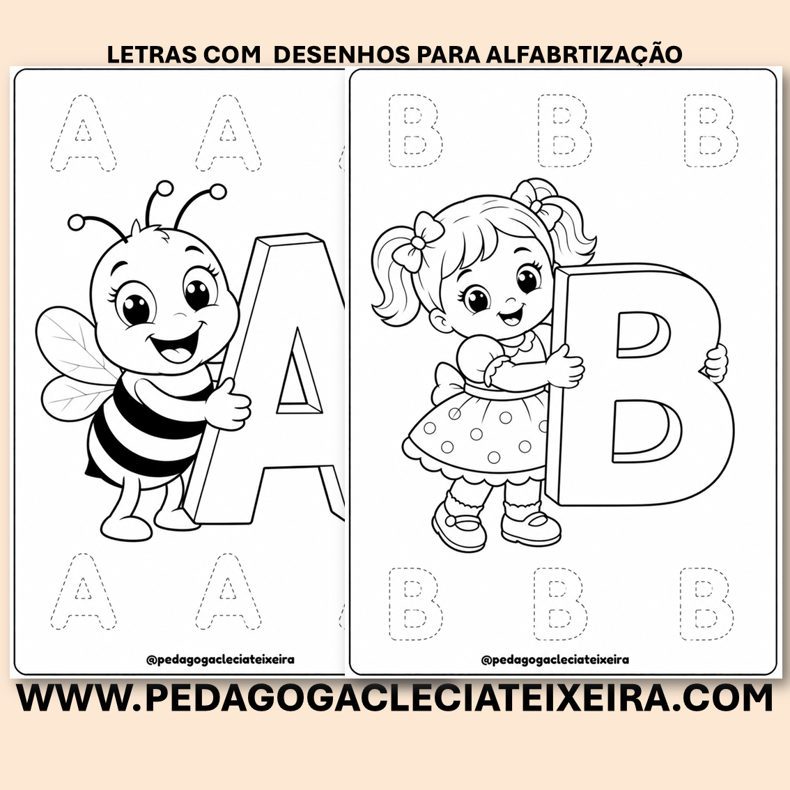 Letras com desenhos para alfabetização