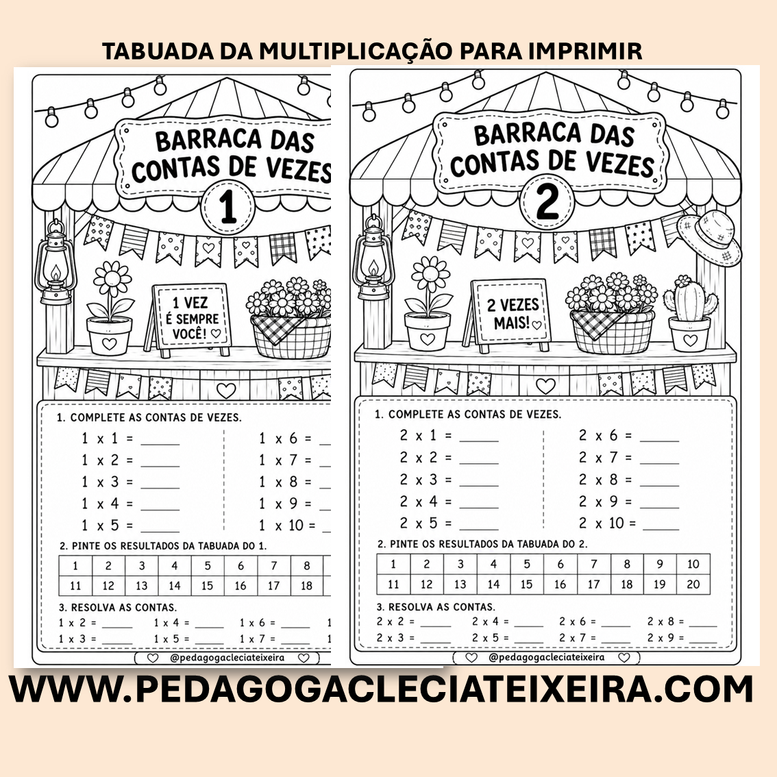 Tabuada da multiplicação para imprimir