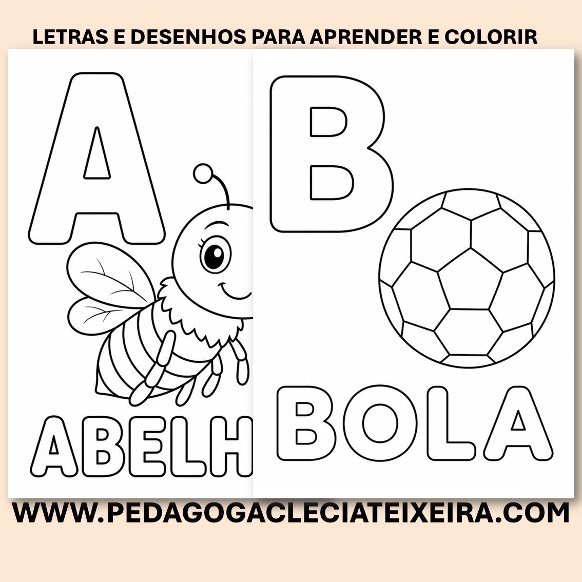 Letras e desenhos para aprender e colorir