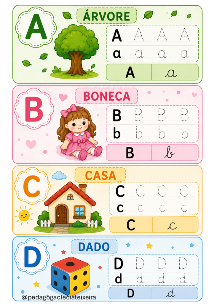 Fichas de leitura para alfabetização letras